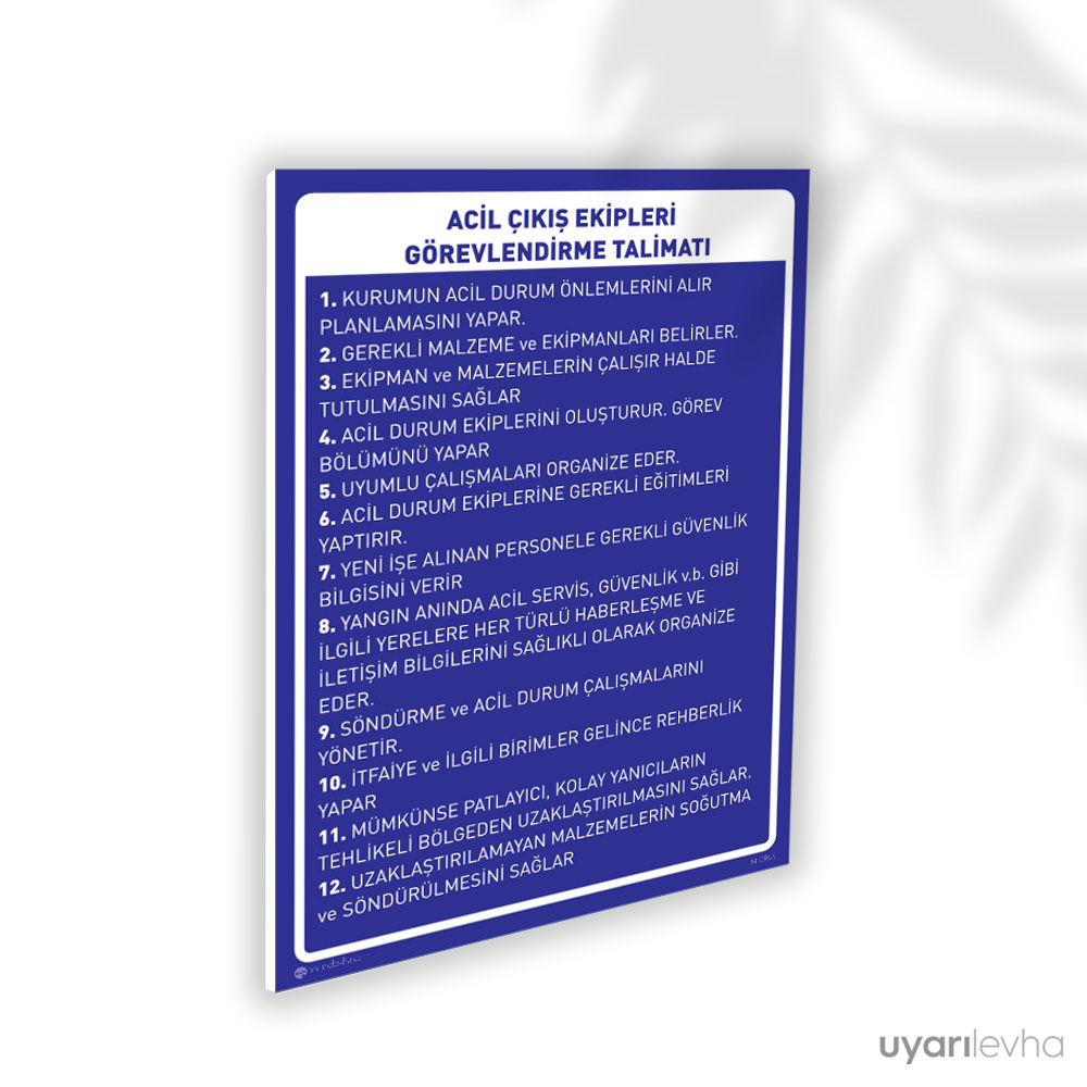 Acil Çıkış Ekipleri Görevlendirme Talimatı Acil Çıkış Ekipleri Görevlendirme Talimatı