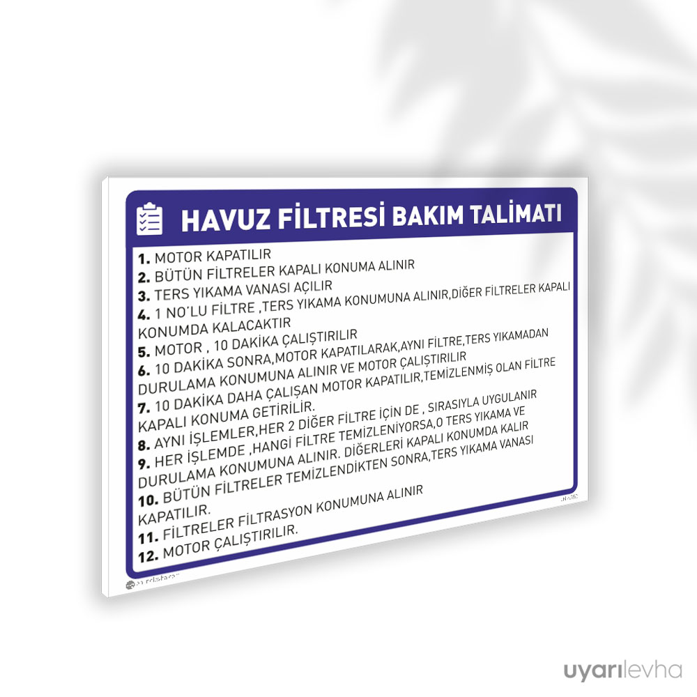 Havuz Filtresi Bakım Talimatı Havuz Filtresi Bakım Talimatı