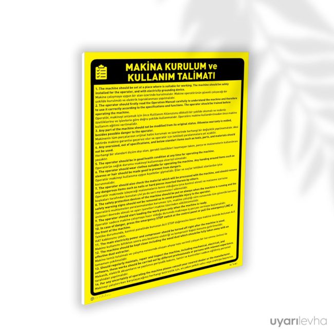 Makina Kurulum ve Kullanım Talimatı TR/EN