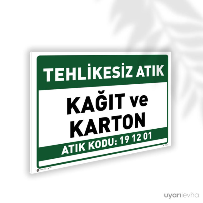 Kağıt ve Karton Atık - 19 12 01