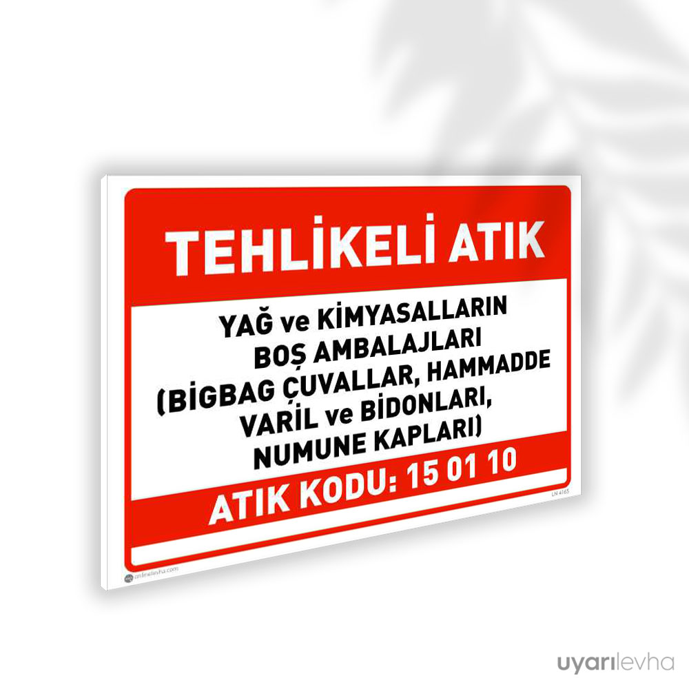 Yağ ve Kimyasalların Boş Ambalajları Varil Bidon Numune Kapları - 15 01 10 Yağ ve Kimyasalların Boş Ambalajları Varil Bidon Numune Kapları - 15 01 10