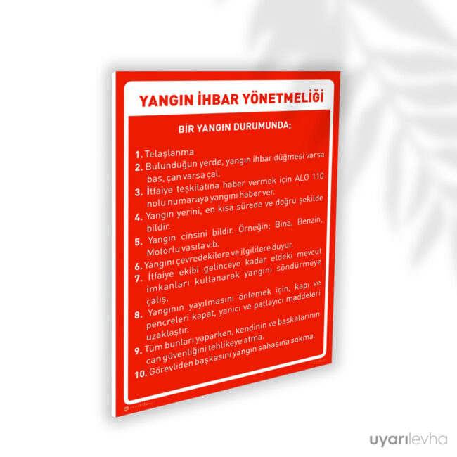 Yangın İhbar Yönetmeliği Talimatı