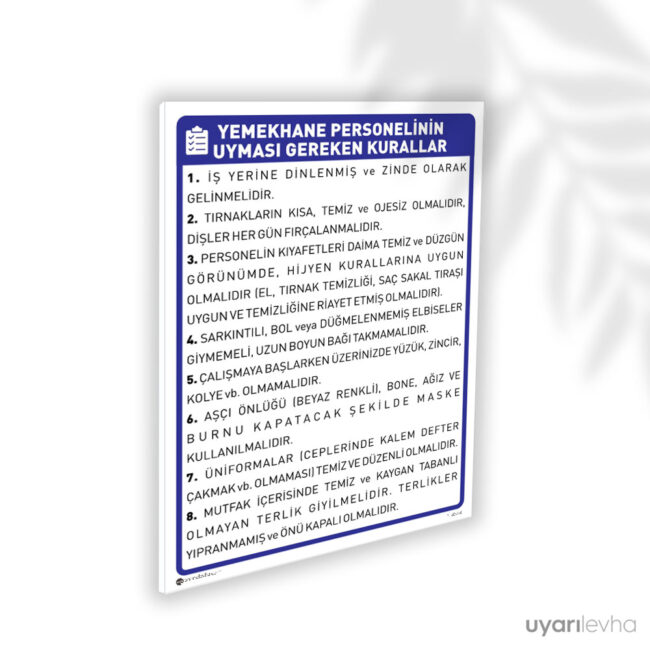 Yemekhane Personeli Talimatı