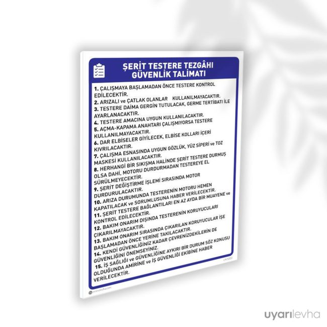 Şerit Testere Kullanma Talimatı