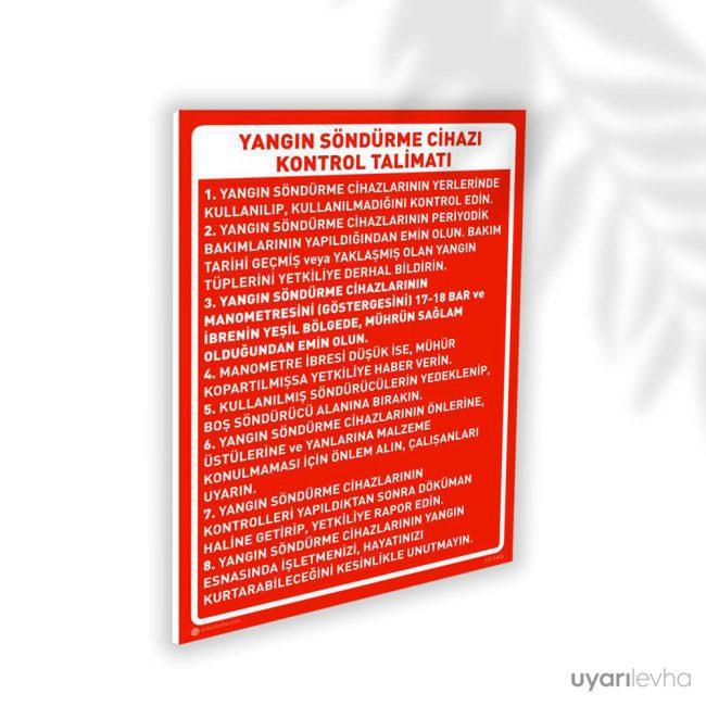 Yangın Söndürme Cihazı Kontrol Talimatı